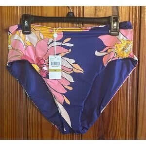NWT Trina Turk Swim Breeze Fold Over High Waist Bottom, Multicolor, Size 14